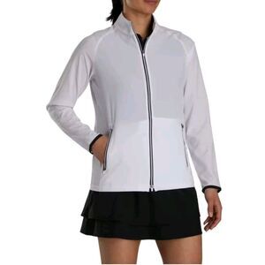 FootJoy Womens Lightweight Woven Golf Jacket Size Medium White Black Trim NEW!